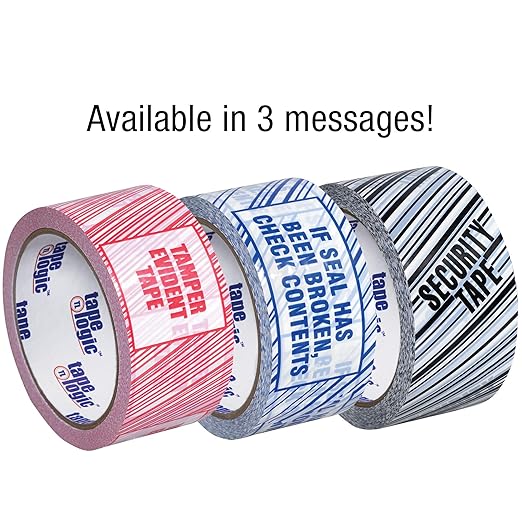 Aviditi Tape Logic Security Packing Tape Printed with, "Security Tape", 2 Inch x 110 Yards, 2.5 Mil Thick, for Identification of Tampered Packages (6 Rolls)