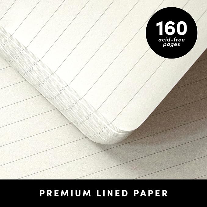 PAPERAGE Lined Spiral Journal Notebook, (Navy), 3 Pack, 160 Pages, Medium 5.7 inches x 8 inches - 100 GSM Thick Paper, Hardcover, Double-Wire Spiral Journal & Notebook