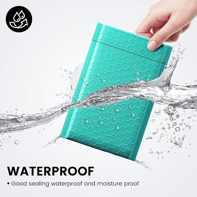 Fuxury 4x8 Bubble Mailer 260 Pack Teal Padded Envelopes for Mailing, Small Bubble Mailers Usable Size 4x7" Bubble Envelopes Self-Seal Padded Mailers for Small Business Shipping Bulk#000