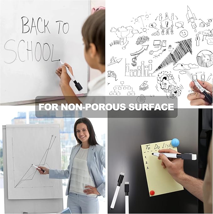 IHPUKIDI Magnetic Dry Erase Markers Fine Point Tip, 16-Pack Whiteboard Markers Dry Erase Marker with Eraser Cap, Low Odor Whiteboard Markers, Thin Dry Erase Markers for Kids Teachers, Black