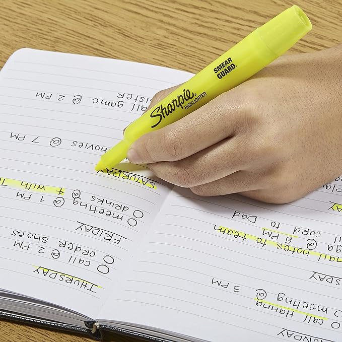 Sharpie Tank Highlighters, Chisel Tip, Fluorescent Yellow, 12 Count