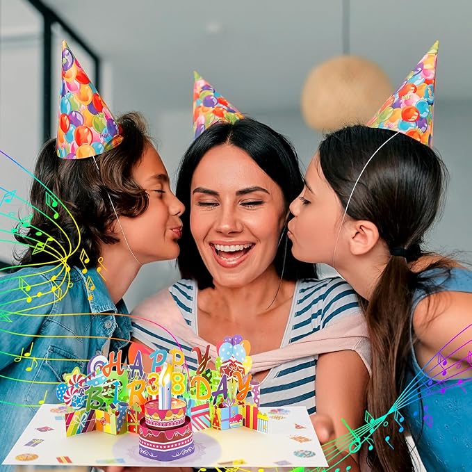 Gumry 38TH Musical Birthday PopUp Card, Blowable Colorful Light Candle 3D Cards with Song, Applause Cheers Sound, Greeting Cards Birthday Gifts Decorations for Women Men Turning 38 Years Old