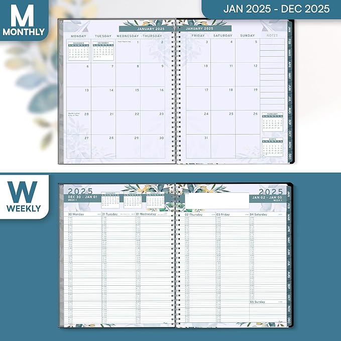 2025 Appointment Book & Planner- Ensight 8.5 x 11 inches, Large Tabbed Daily Hourly Weekly Planner, Calendar & Schedule Book 15-Minute time Slots, Business & Personal Planner Jan 2025- Dec 2025- Floral
