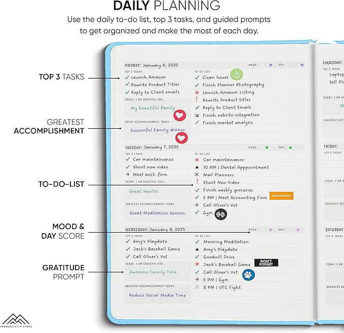 PRODUCTIVITY STORE Pro Max - Undated, 2025 Planner, 8.5" x 11" - The #1 Productivity Planner to Achieve Your 2025 Goals - Planner 2025-2026 - Blue - A4