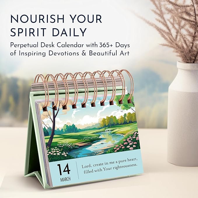 RYVE Inspirational Desk Calendar with Prayers, Blessings and Devotions - Christian Gifts for Women, Religious Gifts for Women, Inspirational Gifts for Women, Christian Desk Decor, Spiritual Gifts