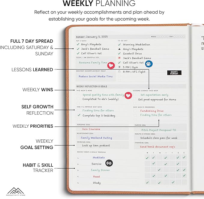 PRODUCTIVITY STORE Pro Max - Undated, 2025 Planner, 8.5" x 11" - The #1 Productivity Planner to Achieve Your 2025 Goals - Planner 2025-2026 - Brown - A4