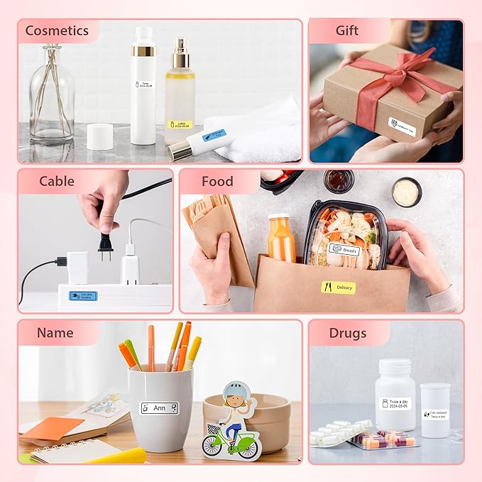 P21 Label Maker Machine with Tape, Bluetooth Label Printer Thermal Mini Label Makers with Built-in Cutter and Multiple Templates, Portable Printers for School, Office, Home Use (White)