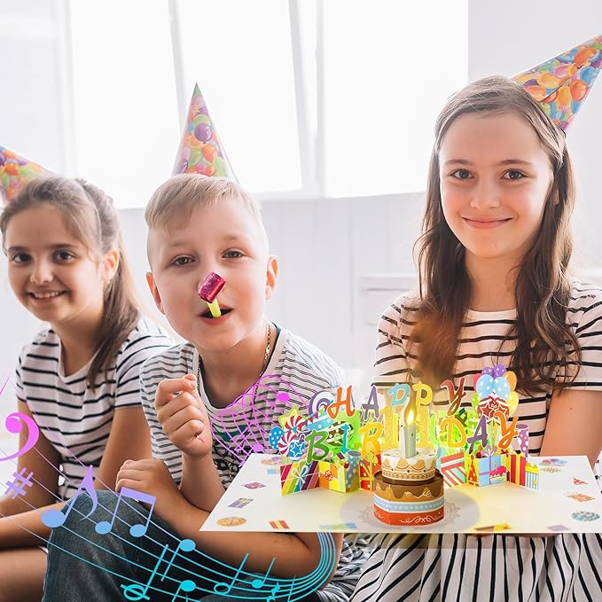 Gumry 11TH Musical Birthday PopUp Card, Blowable Colorful Light Candle 3D Cards with Song, Applause Cheers Sound, Greeting Cards Birthday Gifts Decorations for Girls Boys Turning 11 Years Old