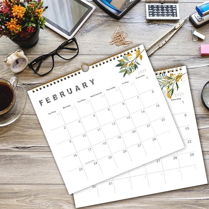 Lbylyhxc 2025 Calendar - from January to December 2025, 2025 12-month wall calendar, 10 x 11.2 inches, heavy paper, suitable for New Year and Christmas Presents (gold leaves)
