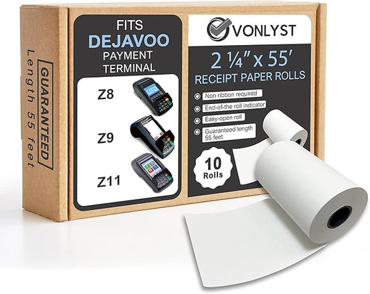 Credit Card Machine Paper Roll for Dejavoo Z8 Z9 Z11 (10 rolls)