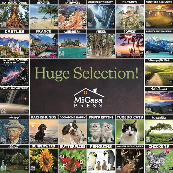 MICASA D'ck Pics in Nature 2025 Wall Calendar 12 Month Funny Secret Dirty Santa White Elephant Yankee Swap Gag Gift | 12" x 24" Open | Thick & Sturdy Paper | Giftable | Calendar 2025