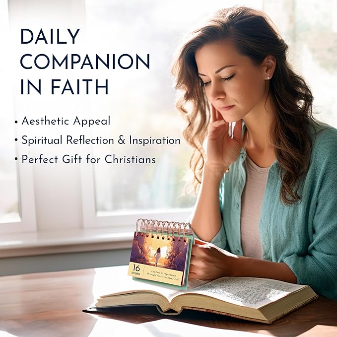 RYVE Inspirational Desk Calendar with Prayers, Blessings and Devotions - Christian Gifts for Women, Religious Gifts for Women, Inspirational Gifts for Women, Christian Desk Decor, Spiritual Gifts
