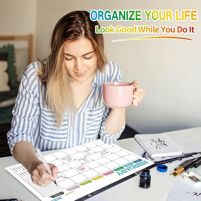 Desk Calendar 2025 Wall Calendars, December 2024 - December 2025 Monthly Planner Paper Office Desktop 17"X 12", 14-Months, Planning and Organizing Home, School, Office, Holiday, Vacation