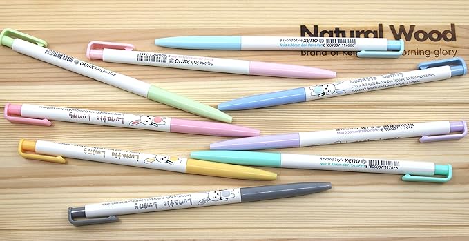 ZEESOON Xeno Lunatic Lunny 0.38mm Slim Ball Point Pen Dozen Box 12 Pcs, Made in Korea (Assorted 12pcs)