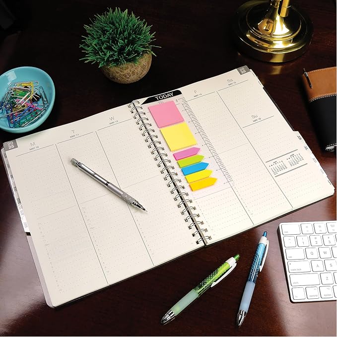 ESSENTIAL 2025 Monthly & Weekly Planner with Tabs, 8.5"x11": 14 Months (November 2024 - December 2025), Professional, Simple, Easy-to-Use Design and Frosted Poly Cover for Extra Protection (Frosted)