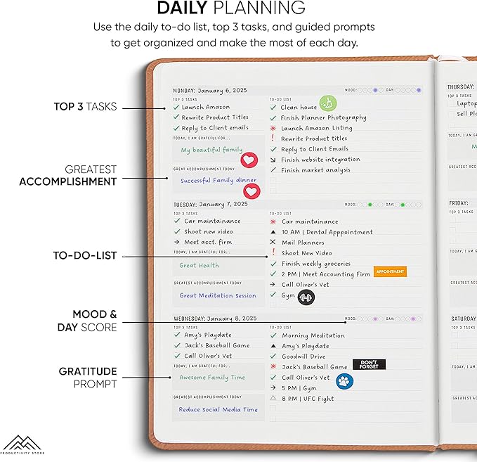 PRODUCTIVITY STORE Pro Max - Undated, 2025 Planner, 8.5" x 11" - The #1 Productivity Planner to Achieve Your 2025 Goals - Planner 2025-2026 - Brown - A4