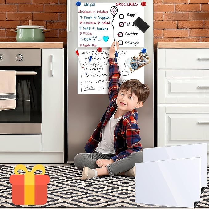 Dry Erase Adhesive Whiteboard Paper, 12" x 18" Stick on Magnetic Contact White Board Sticker on Wall for School, Office, Kitchen Fridge, Kids Drawing