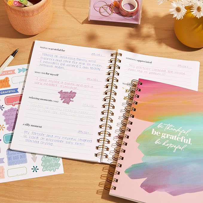 Erin Condren Inspired Collection - A5 Gratitude Journal - Coiled Binding- Inspired