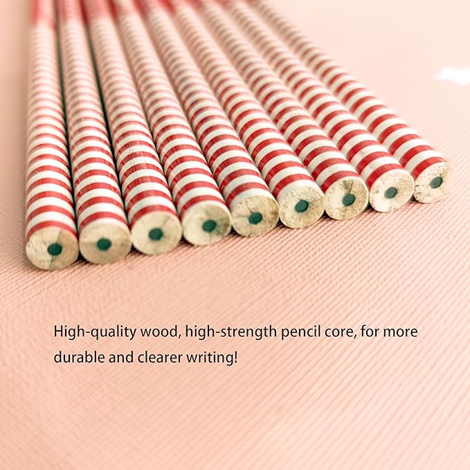 27PCS Pencils with Christmas Top Eraser for Kids,Pencils with Assorted Cartoon Color Stripe Erasers Topper for Kids School Supplies and Children Prize Gifts (27)