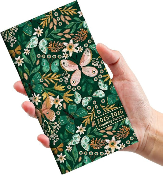 Pocket Calendar 2025-2026 for Purse, Two Year Monthly Planner Pocket Size, Jan 2025 to Dec 2026, Monthly Pocket Planner Small Size (6.5" x 3.5") - Butterfly