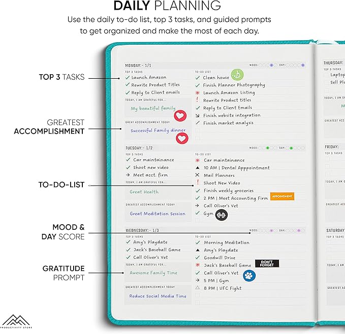 PRODUCTIVITY STORE Pro Max - Dated, 2025 Planner, 8.5" x 11" - The #1 Productivity Planner to Achieve Your 2025 Goals - Planner 2025-2026 - Teal - A4