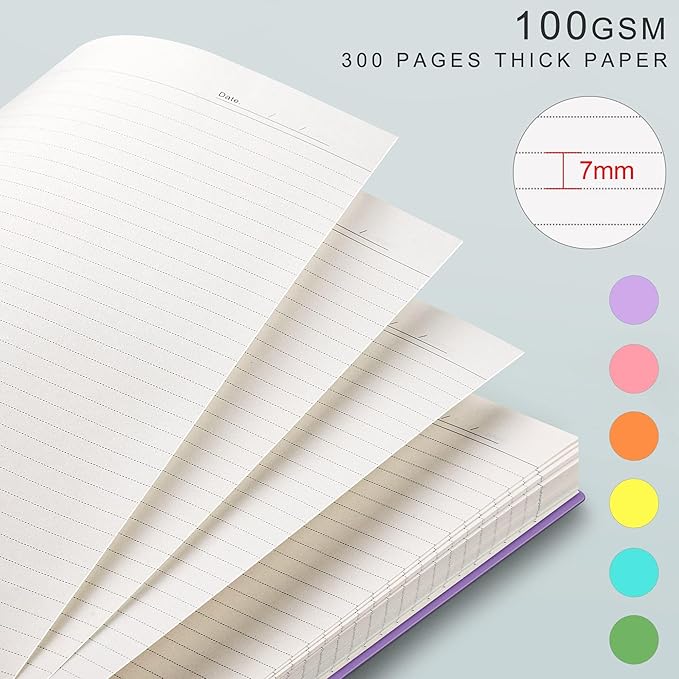 EMSHOI Spiral Notebook, B5 7.48" X 10.15", 300 Pages, Hardcover, 100gsm Thick Lined Journal, for Women Men Work Writing - Orange
