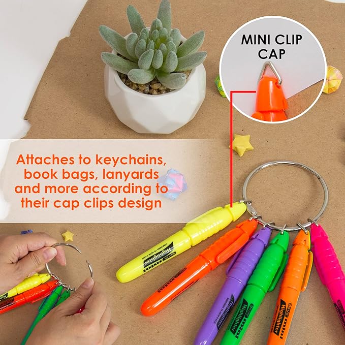 BAZIC Mini Highlighter Pen Chisel Tip Broad Fine Line Highlighters, Unscented Highlighting Coloring Marker (5/Pack), 144-Packs