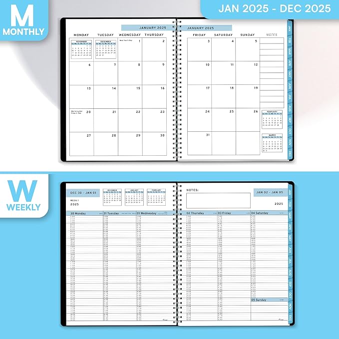 2025 Appointment Book & Planner- Ensight 8.5 x 11 inches, Large Tabbed Daily Hourly Weekly Planner, Calendar & Schedule Book 15-Minute time Slots, Business & Personal Planner Jan 2025- Dec 2025- Blue
