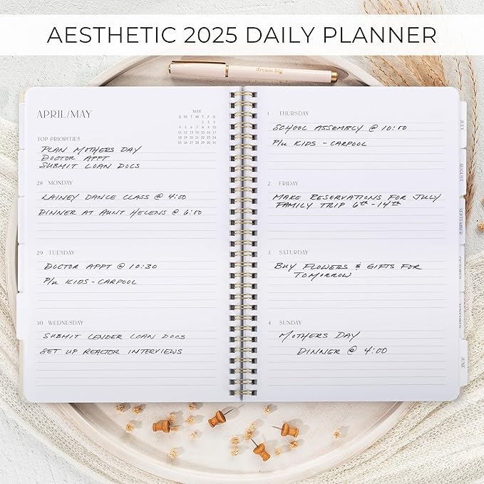 Beautiful 2025 Daily Planner - 7" x 10" Daily Planner for Women or Men with Weekly & Monthly Spreads for Easy Planning - Perfect Calendar Book To Organize All Tasks and Boost Productivity