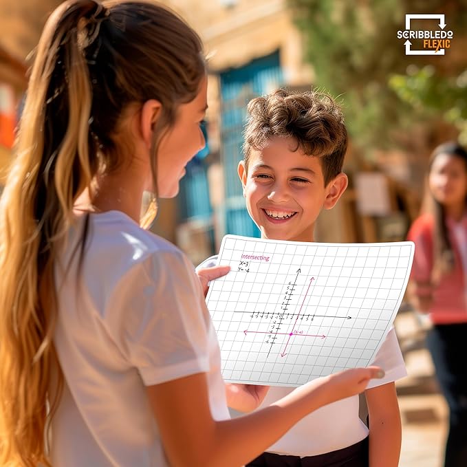 SCRIBBLEDO Large Grid Dry Erase Sheets 11”x14” Math Practice Small White Board Sheets Math Manipulatives Quad Graph Whiteboard Sheets Math Supplies Homeschool Teacher Students Classroom Pack of 10