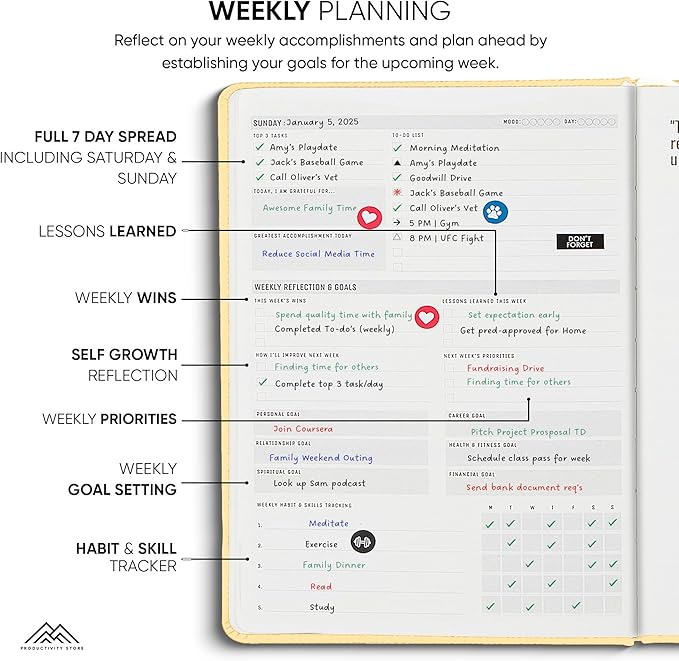 PRODUCTIVITY STORE Pro Max - Undated, 2025 Planner, 8.5" x 11" - The #1 Productivity Planner to Achieve Your 2025 Goals - Planner 2025-2026 - Cream - A4