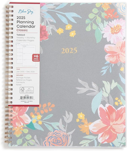 Blue Sky 2025 Monthly Planner Calendar, January 2025 - December 2025, 8.5" x 11", Flexible Frosted Cover, Laminated Tabs, Wirebound, Storage Pocket, Sophie (Sophie- 2025, 8.5" x 11")