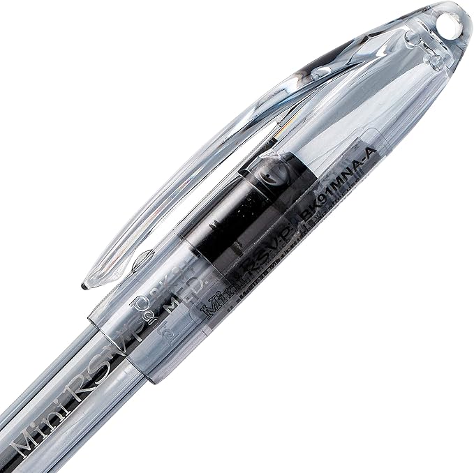 RSVP Mini Ballpoint Pen, (1.0mm) Medium Line, Assorted Ink Colors, w/Key Ring, 8 Pack
