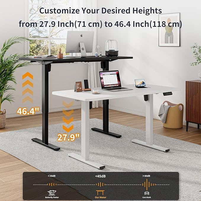 Standing Desk Frame, Electric Stand up Desk Frame Height Adjustable Table Legs Sit Stand Desk Frame, Dual Motor Ergonomic Standing Desk Base Workstation, Frame Only, Black