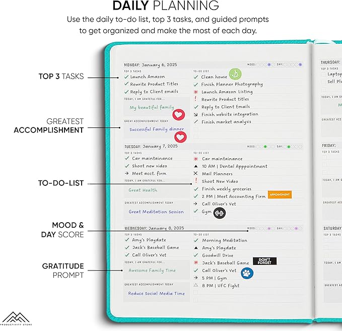 PRODUCTIVITY STORE Pro Max - Undated, 2025 Planner, 8.5" x 11" - The #1 Productivity Planner to Achieve Your 2025 Goals - Planner 2025-2026 - Teal - A4