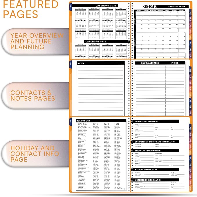 2025 Appointment Book & Planner- Ensight 6.5 x 8.5 inches, Large Tabbed Daily Hourly Weekly Planner, Calendar & Schedule Book 30-Minute time Slots, Business & Personal Planner Jan 2025- Dec 2025- Yellow