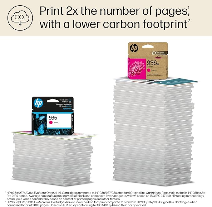 HP 936e EvoMore Magenta Ink Cartridge | Works OfficeJet 9120 Series, OfficeJet Pro 9100 Series, OfficeJet Pro Wide Format 9700 Series | Carbon Neutral | 4S6V4LN