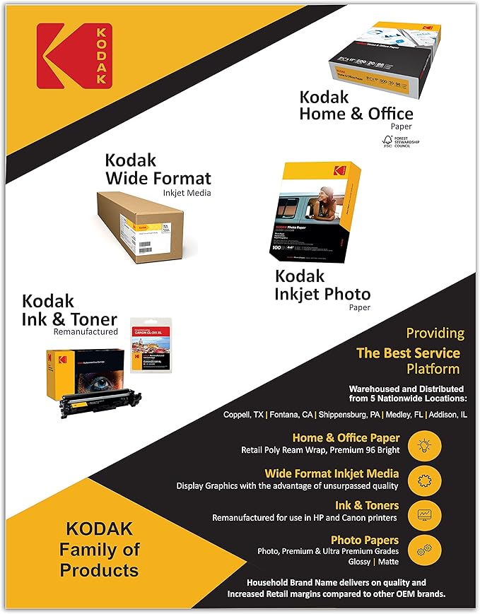 Kodak photo paper 4 x 6 glossy, 100 count 66 lb - 240 g/m (41175-9891181)**THIS PRODUCT IS NOT COMPATIBLE WITH THE KODAK DOCK PRINTER**"