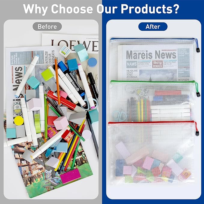 24pcs Board Games Storage Bags, A3 17x12 Inches Zipper Pouch, Puzzle Bags, Large Reusable Ziploc Bags, 8 Colors Zipper Bags for Organizing, Plastic Mesh Bags, Zipper Bags for Toys, Office