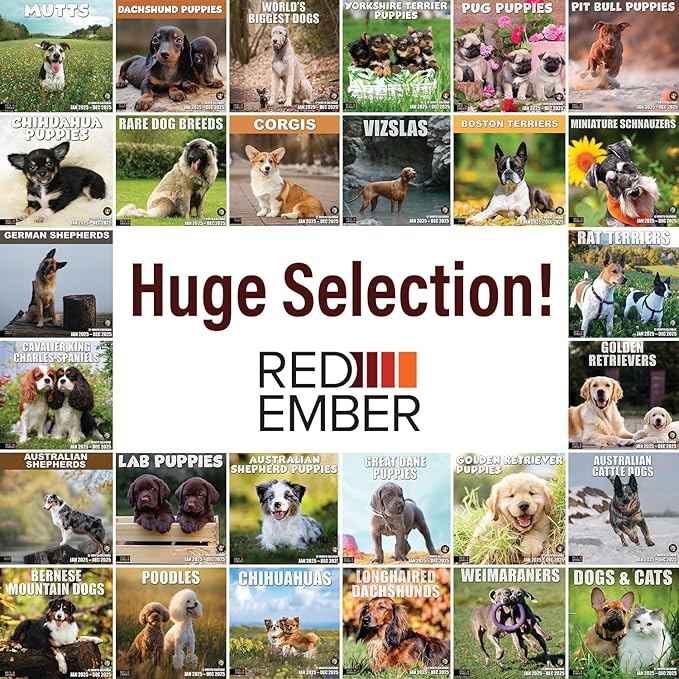 RED EMBER Select - German Shepherds 2025 Wall Calendar 12 Month | 12" x 24" Open | Thick & Sturdy Paper | Giftable | Calendar 2025