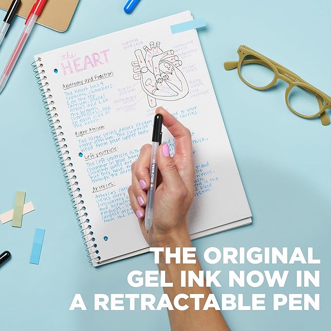 SAKURA Gelly Roll Retractable Gel Pens Colored - Classic Color Set - Medium Point Ink Pen for Journaling, Art, or Drawing - Colored Gel Pens with Black, Blue & Red Ink - 10 Pack