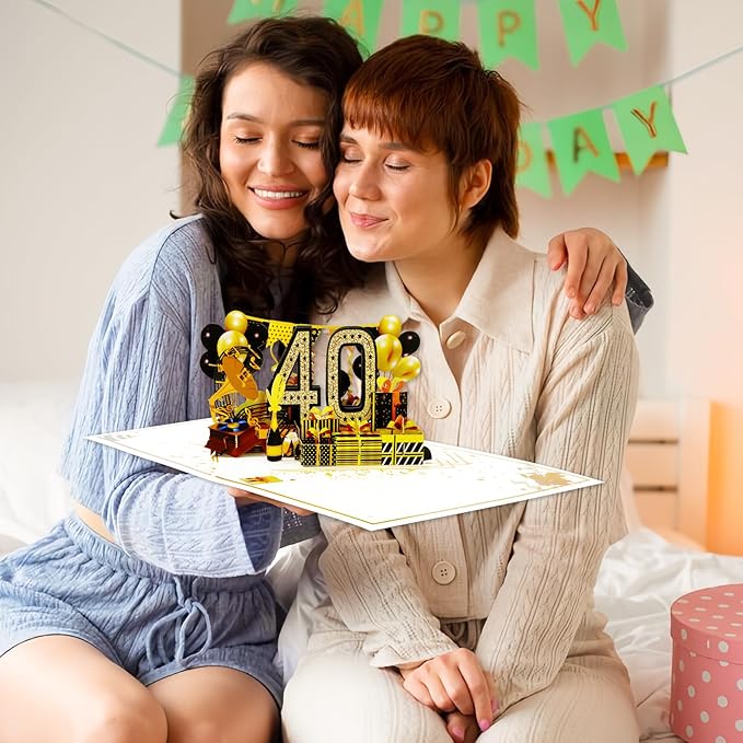40th Birthday Card for Men Women, 3D Pop Up 40th Birthday Gifts Cards for Him Her, Back In 1985 Funny 40 Year Old Birthday Decorations