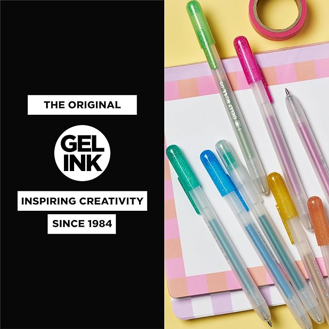 SAKURA Gelly Roll Retractable Gel Pens Colored - Classic Color Set - Medium Point Ink Pen for Journaling, Art, or Drawing - Colored Gel Pens with Black, Blue & Red Ink - 10 Pack