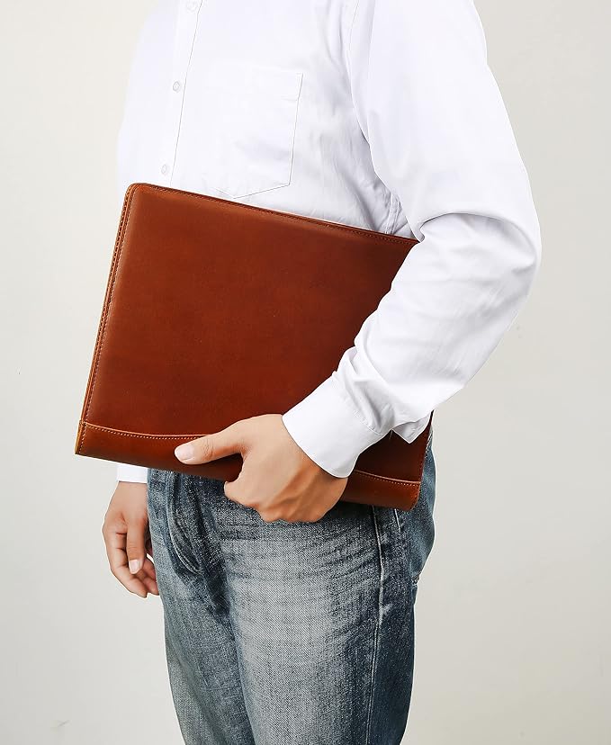 Personalized Leather Portfolio for Men, Engraved Leather Clipboard Portfolio Binder, Custom Leather Resume Padfolio for Women, Christmas Gift for His/Her(Clipboard, Brown-Custom)