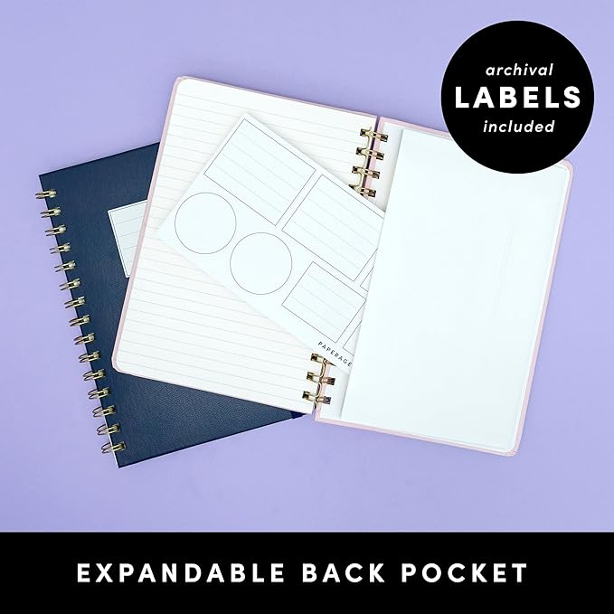 PAPERAGE Lined Spiral Journal Notebook, (Rainbow Stripe), 160 Pages, Medium 5.5 inches x 8 inches - 100 GSM Thick Paper, Hardcover, Double-Wire Spiral Journal & Notebook
