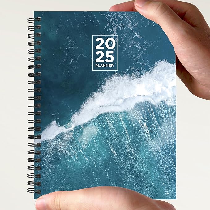 TF PUBLISHING 2025 Big Wave Medium Weekly Monthly Planner - Goals & Task Trackers - Planner Monthly and Weekly with Organizer Stickers - 12 Month Calendar Planner - 6.5" x 8"