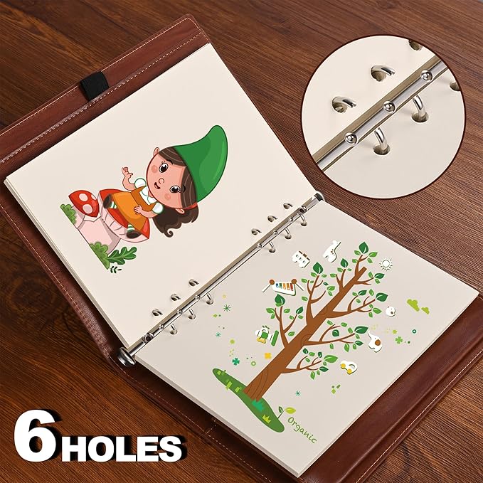 A5 Blank Paper,A5 Refill Paper,A5 Filler Paper,6 Hole Punched,Blank Paper Refills for A5 Filofax Planner Binder Journals Notes, 80 Sheets/160 Pages,5.6x8.3 Inch,Beige (1)
