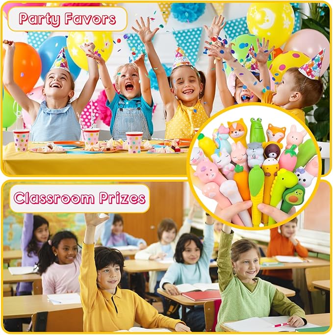 Easter Baskets Kawaii Squishy Pen 4 Pcs Cute & Fun Pens for Stationary & Cool Pens for Teenage Gifts for Tweens Back to School Supplies