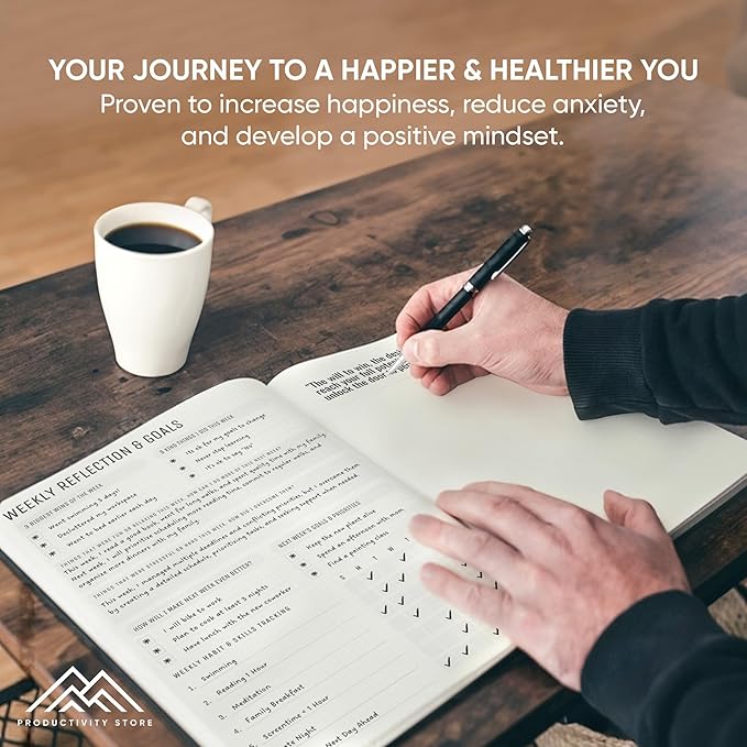 Journal For Men & Women - Gratitude Journal, Mental Health & Self Care Journal For Women & Men - A5 - Green - Productivity Store