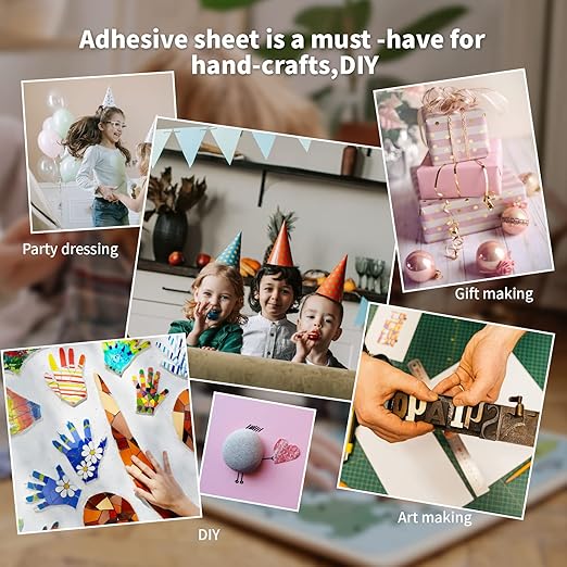 Art3d 12in.X 360in. Double-Sided Tape Sheet for Crafts, Arts, DIY Projects, Reinforcing Sticky Adhesive for Peel and Stick Tiles, Damage-Free, Residue-Free